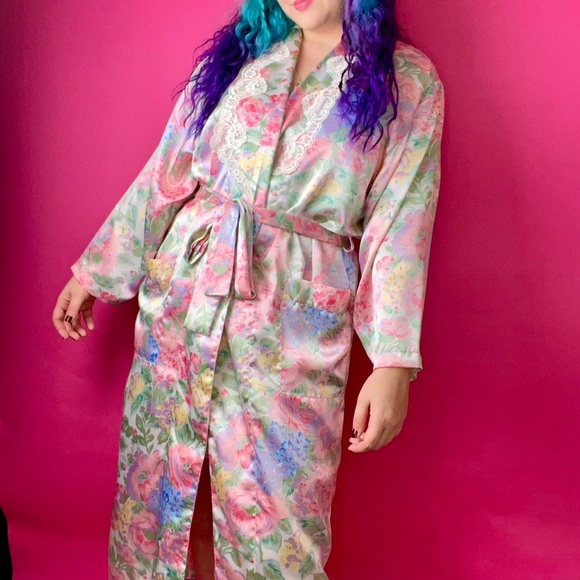 Victoria's Secret Other - Victoria’s Secret 80’s Vintage gold label Floral Maxi Robe